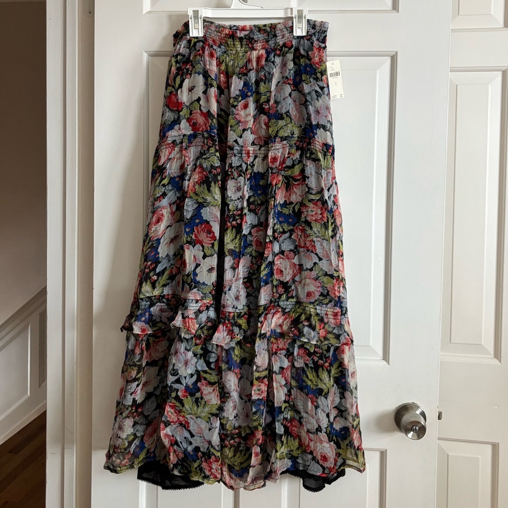 Anthropologie Floral Layered Skirt